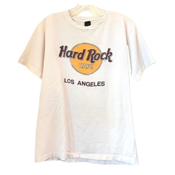 Vtg 90s Hard Rock Cafe Los Angeles T-Shirt White Single Stitch Anvil‎ USA Large - Picture 1 of 12